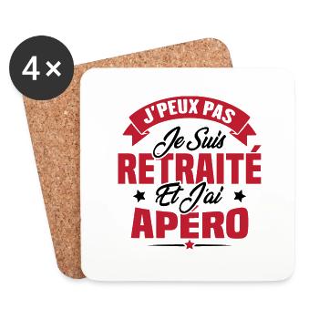 Cadeau J'peux pas je suis retraité et j'ai apéro - Dessous de verre (lot de 4) - blanc - Devant