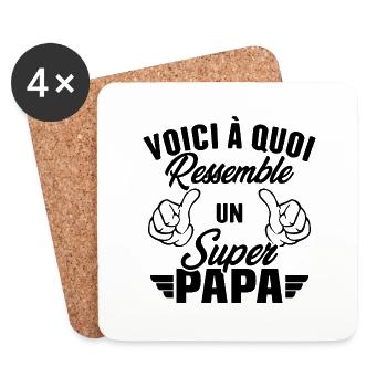 Voici à quoi ressemble un super papa - Dessous de verre (lot de 4) - blanc - Devant