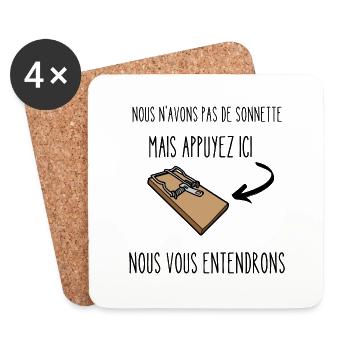 nous n'avons pas de sonnette - Dessous de verre (lot de 4) - blanc - Devant