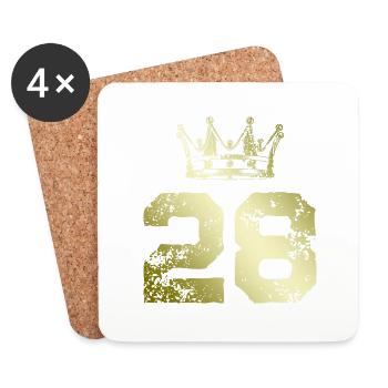 28 Zahl Krone - Untersetzer (4er-Set) - Weiß - Vorne