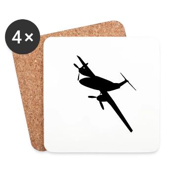 Twin-engine propeller aircraft - Coasters (set of 4) - white - Front