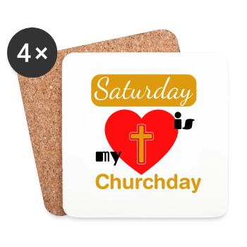 staurday churchday - Untersetzer (4er-Set) - Weiß - Vorne