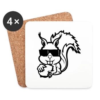 Squirrel with sunglasses and nut Funny - Coasters (set of 4) - white - Front