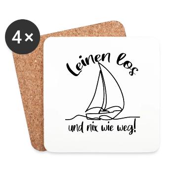 Leinen los - Segelboot und Seglerspruch - Untersetzer (4er-Set) - Weiß - Vorne
