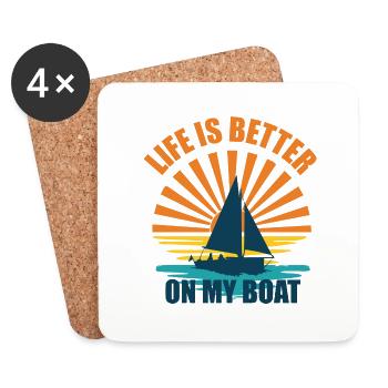 La vie est meilleure sur mon bateau - Dessous de verre (lot de 4) - blanc - Devant