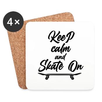 Keep calm and skate on - Untersetzer (4er-Set) - Weiß - Vorne