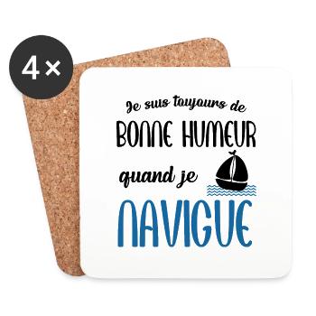 Toujours de bonne humeur quand je navigue homme - Dessous de verre (lot de 4) - blanc - Devant
