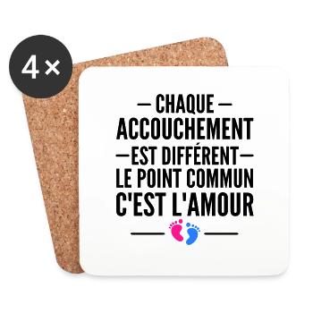 enceinte / humour accouchement / future maman - Dessous de verre (lot de 4) - blanc - Devant
