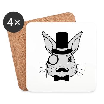 Cylindre monocle Sir Rabbit - Dessous de verre (lot de 4) - blanc - Devant