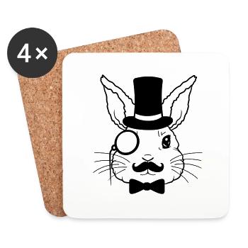 Monocle Cylindre Lapin Monsieur - Dessous de verre (lot de 4) - blanc - Devant