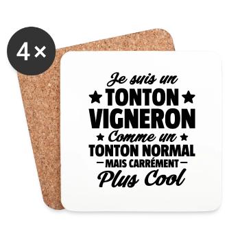 je suis un tonton vigneron / tonton viticulteur - Dessous de verre (lot de 4) - blanc - Devant
