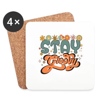 Séjour rétro groovy, Mignon halloween , Thanksgiving - Dessous de verre (lot de 4) - blanc - Devant