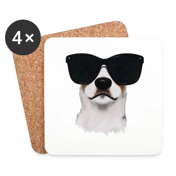 Dog with sunglasses Dog lover Dog owner - Coasters (set of 4) - white - Front