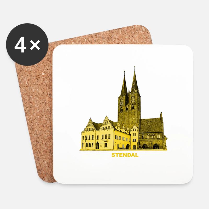 Stendal Rathaus Kirche Hansestadt Altmark - Untersetzer (4er-Set) - Weiß