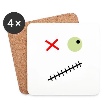 Terrifying face with a green eye - Coasters (set of 4) - white - Front