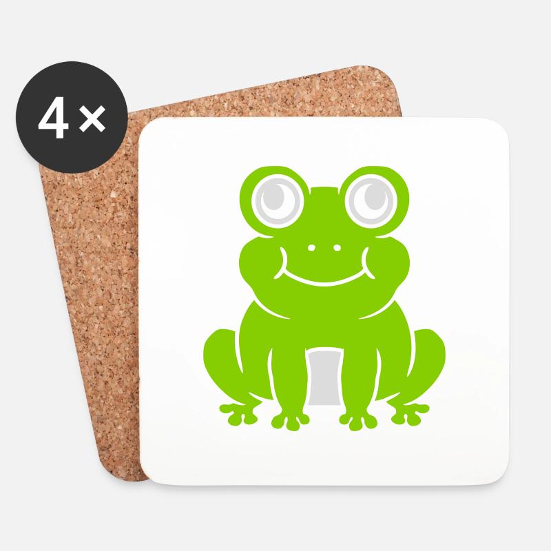 Comic süßer Frosch sitzend - Untersetzer (4er-Set) - Weiß