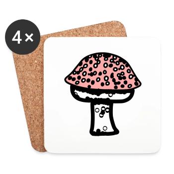 Fungus Mushrooms Poisonous Mycology Earthy Vector 1 - Coasters (set of 4) - white - Front