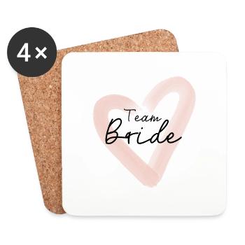 T-shirt Team Bride JGA Heart, enterrement de vie de garçon - Dessous de verre (lot de 4) - blanc - Devant
