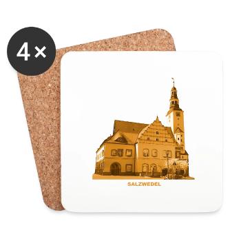 Hôtel de ville de Salzwedel Altmark Saxe-Anhalt - Dessous de verre (lot de 4) - blanc - Devant