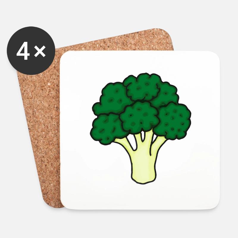 Brokkoli Illustration Gemüse Vegan Essen - Untersetzer (4er-Set) - Weiß