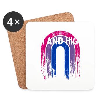 Bi And High Bisexual Sayings Bi Pride Quotes LGBTQ - Coasters (set of 4) - white - Front