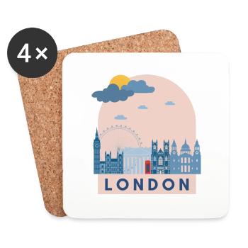 England London Design Logo Europe Souvenir Holiday - Coasters (set of 4) - white - Front
