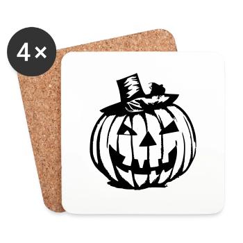 Halloween Spooky Pumpkin Lantern Vector - Coasters (set of 4) - white - Front