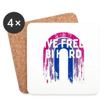 Live Free Bi Hard Bisexual Motivational Quote Bi - Dessous de verre (lot de 4) - blanc - Devant