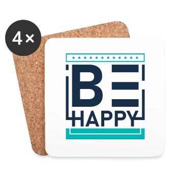Be happy - Coasters (set of 4) - white - Front