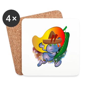Mexican ant with a mango fruit - Coasters (set of 4) - white - Front