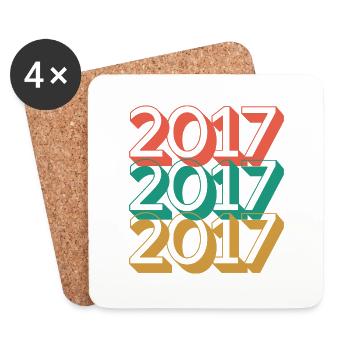 Anniversaire année 2017 / Vintage 2017 - Dessous de verre (lot de 4) - blanc - Devant