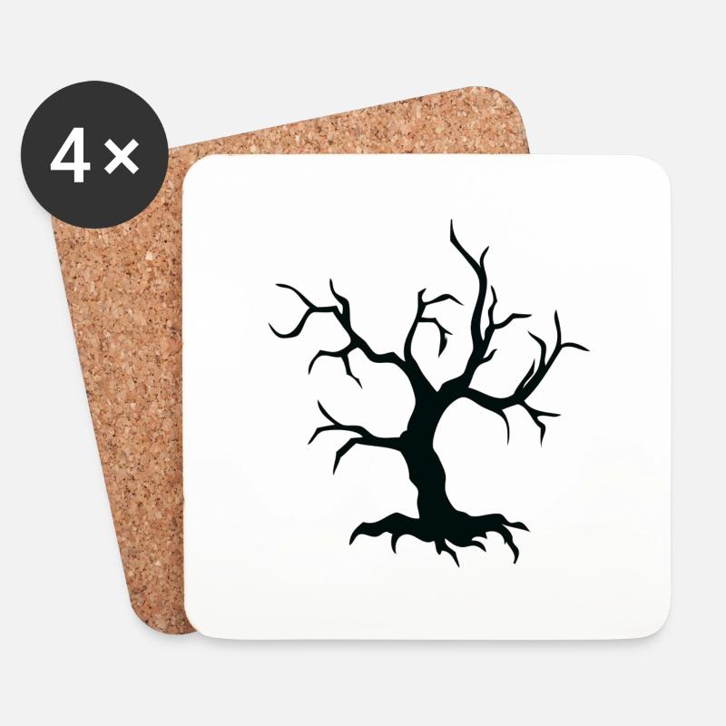 Halloween Tree - Untersetzer (4er-Set) - Weiß