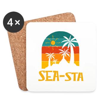 Seasta Beach Été Océan Tropical Bord de Mer Voyage - Dessous de verre (lot de 4) - blanc - Devant