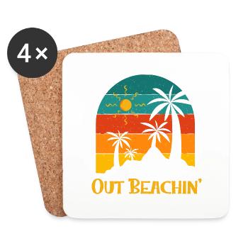 Out Beachin' Beach Été Océan Tropical Famille - Dessous de verre (lot de 4) - blanc - Devant