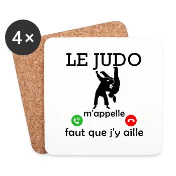le judo m appelle / cadeau humour judo - Dessous de verre (lot de 4) - blanc - Devant