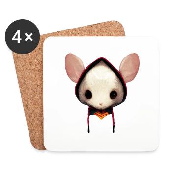Mouse Wanderer - Coasters (set of 4) - white - Front
