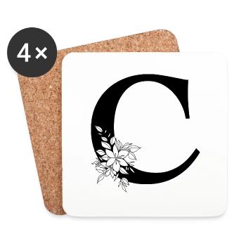 Buchstabe C - Untersetzer (4er-Set) - Weiß - Vorne