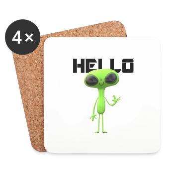 Hello Extraterrestrial Alien Funny - Coasters (set of 4) - white - Front