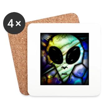 Stained glass alien - Coasters (set of 4) - white - Front