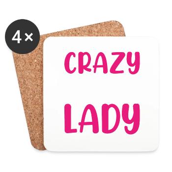 Crazy Cat Lady Funny Cat Lover Girl - Coasters (set of 4) - white - Front