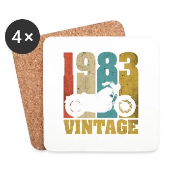 1983 Jahrgang Geburtstag Biker Motorrad Geschenk - Untersetzer (4er-Set) - Weiß - Vorne