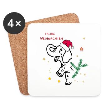 Weihnachten, Elefant - Untersetzer (4er-Set) - Weiß - Vorne