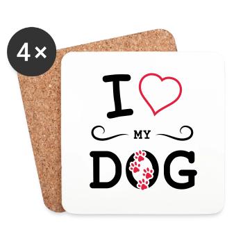 I love my dog - Coasters (set of 4) - white - Front