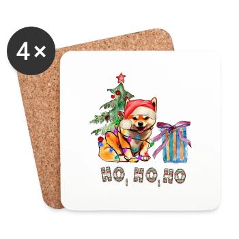 Weihnachtshund Shiba Inu - Untersetzer (4er-Set) - Weiß - Vorne