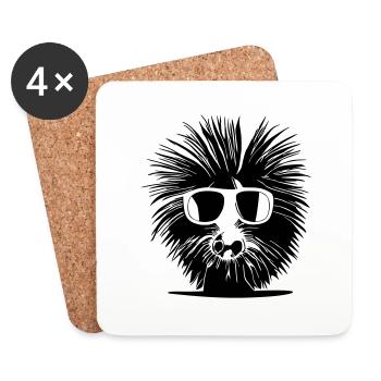 Stachelschwein Sonnenbrille süß Tiere Tier Vektor - Untersetzer (4er-Set) - Weiß - Vorne