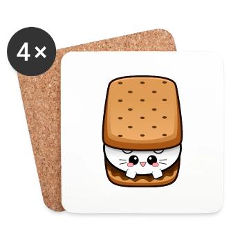 Smores Cat S’mores Marshmallow Cookie USA Katze - Dessous de verre (lot de 4) - blanc - Devant