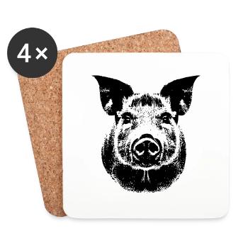 porc doux porcs porcs animaux animaux 13 - Dessous de verre (lot de 4) - blanc - Devant