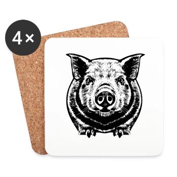 pig sweet pigs pigs animal animals 17 - Coasters (set of 4) - white - Front
