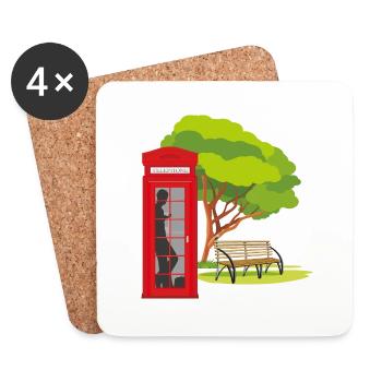 Telephone box in the park - Coasters (set of 4) - white - Front