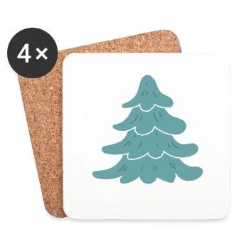 schöner Weihnachtsbaum - Untersetzer (4er-Set) - Weiß - Vorne